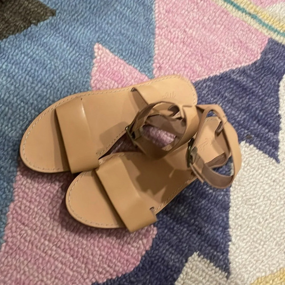 MADEWELL Woman’s Nude Leather BOARDWALK Ankle Strap Sandals Natural Buff 7.5 - Picture 6 of 9